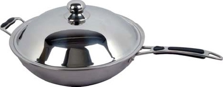 Сковорода-вок GASTRORAG BH-36 диаметр 36 см, с ручкой и крышкой, нерж.сталь 