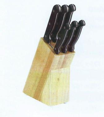 Набор ножей GASTRORAG AS018-TKP серия TKP, 6 шт. (поварской 20 см, для нарезки 20 см, хлебный 20 см, для стейка 11.5, для овощей 11.5 см, для чистки овощей 9 см),деревянная подставка 