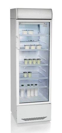 Холодильный шкаф витринного типа БИРЮСА 310ЕР с канапе, +1...+10оС, 310 л, 1 распашная стеклянная дверца, 5 полок