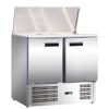 Холодильник-рабочий стол для салатов GASTRORAG S900 SEC мини, +2...+8oC, 260 л, 2 дверцы, 2 полки GN 1/1, охлаждаемое гнездо с крышкой, разделочная доска из пластика, снаружи - нерж.сталь 304/430, внутри-алюминий
