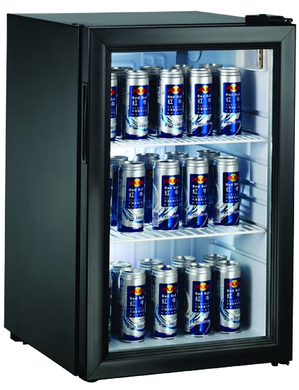 Холодильный шкаф витринного типа GASTRORAG BC68-MS 0…+10оС, 68 л, 1 распашная стеклянная дверца, подсветка, 2 полки-решетки, цвет черный