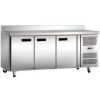 Холодильник-рабочий стол GASTRORAG GN 3200 TN ECX -2...+8оС, 450 л, 3 дверцы, 3 полки-решетки GN 1/1 с направляющими, столешница с бортом, снаружи - нерж.сталь 304/430, внутри - алюминий