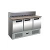 Холодильник-рабочий стол для пиццы GASTRORAG PS903 SEC мини, +2...+8оС, 400 л, 3 дверцы, 3 полки-решетки, гнездо вместимостью 9 GN 1/6, столешница из гранита, снаружи - нерж.сталь 304/430, внутри - алюминий